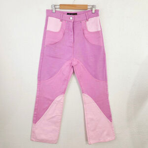 Weinsanto Paris pink patchwork denim jeans straight leg raver women's Size small